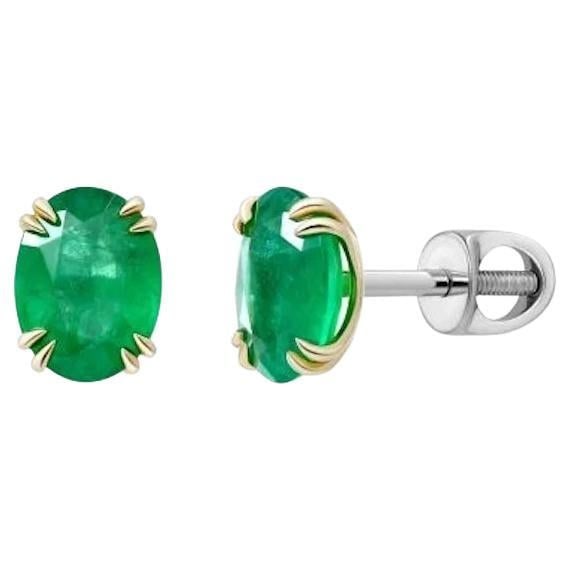 Every Day Modern Emerald White 14k Gold Earrings for Her: Title: Every Day Modern Emerald White 14k Gold Earrings for Her Description: Earrings White Gold 14 K (Matching Ring with Geliodor, Ruby, Carnet and Blue Sapphire Stones Available) Emerald 2--2,36 ct