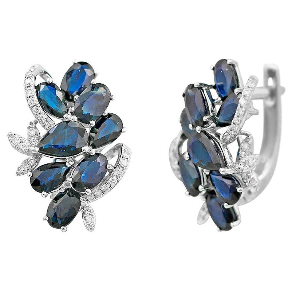 Natkina Blue Sapphire Diamond Lever-Back Precious White Gold Earrings (1 of 4)