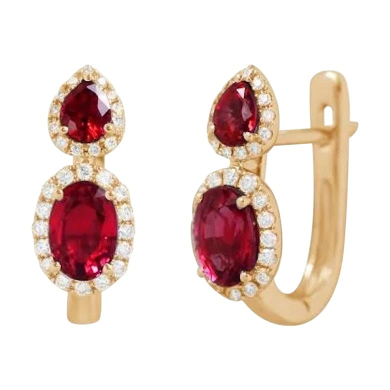 Fancy Every Day Ruby Diamond Rose Gold Lever-Back Earrings for Her (1 of 4)
