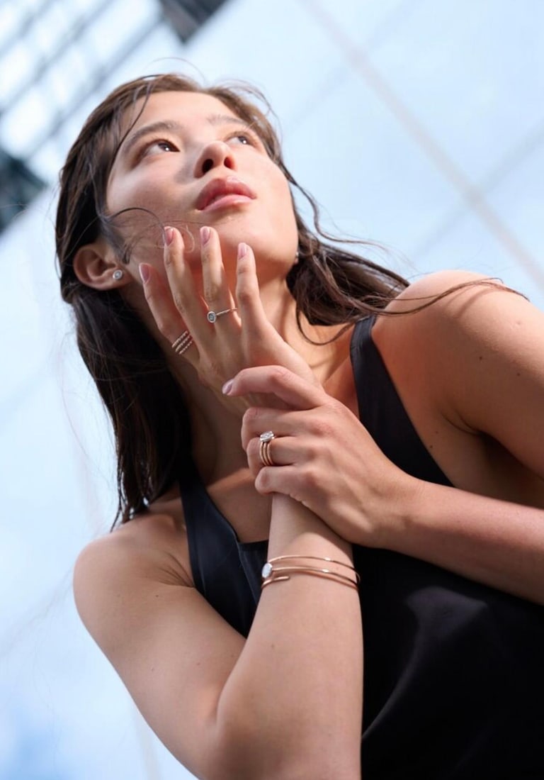 Round Shape Studs Diamond White Gold Earrings for Her - 5