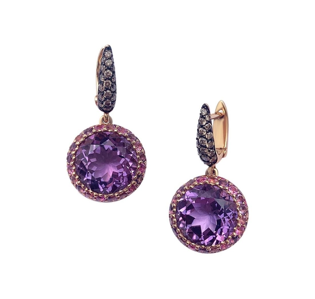 Impressive Pure 8ct Amethyst Pink Sapphire Tourmaline Yellow 18 Karat Gold Ring: Title: Impressive Pure 8ct Amethyst Pink Sapphire Tourmaline Yellow 18 Karat Gold Ring Description: Ring Yellow Gold 18 K (Matching Earrings Available) Amethyst 21-8,54ct Pink Sapphire 17-1,48