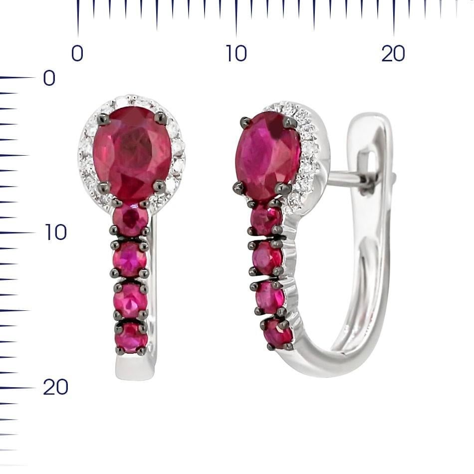 Fancy Ruby White Diamond White Gold Earrings - 2