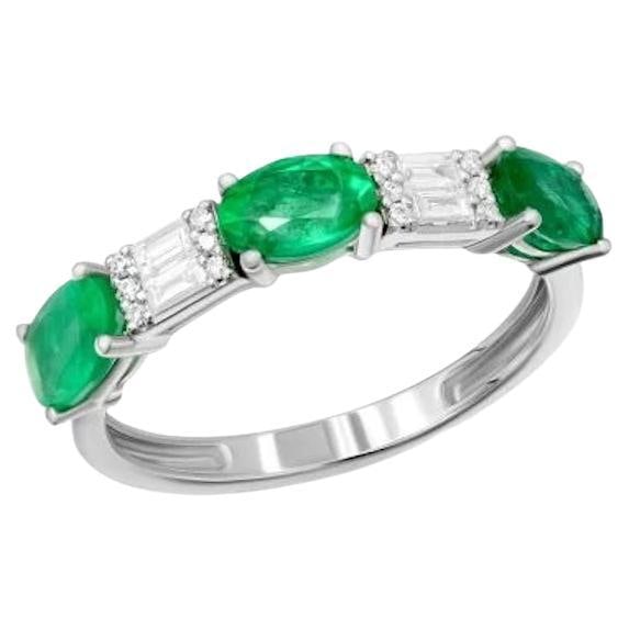 Stunning Emerald Diamond White 14K Gold Ring for Her: Title: Stunning Emerald Diamond White 14K Gold Ring for Her Description: Gold 14K Ring (Matching Earrings Available) Diamond 12- RND -0.03ct - I/SI1A Diamond 4-0,12ct Emerald 3-1,51 ct Weight 2,34
