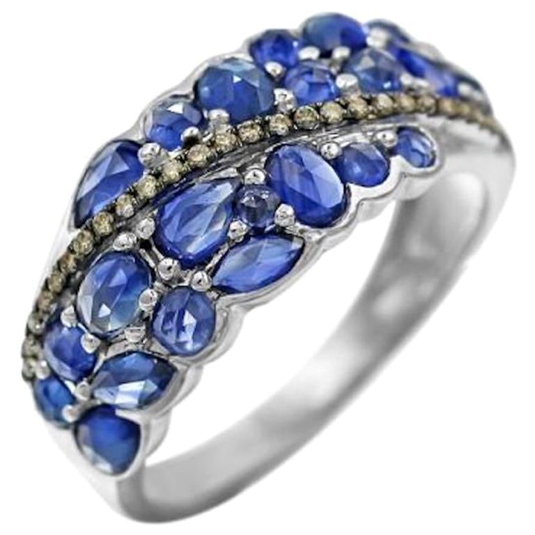 Original Natkina Blue Sapphire Diamond White Gold Ring for Her: Title: Original Natkina Blue Sapphire Diamond White Gold Ring for Her Description: Ring White Gold 14 K (Matching Earrings Available) Diamond 76-RND 57-0,47-4/6 Blue Sapphire Weight 3.23 grams US