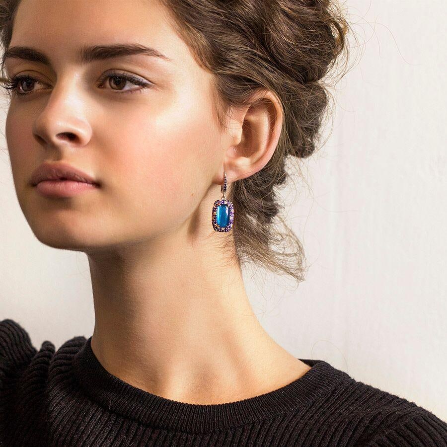 Mother of Pearl Diamond Topaz Sapphire White Gold 18 Karat Earrings: Title: Mother of Pearl Diamond Topaz Sapphire White Gold 18 Karat Earrings Description: Mother of Pearl Diamond Topaz Sapphire White Gold 18 Karat Earrings Reserve: $4,680.00 