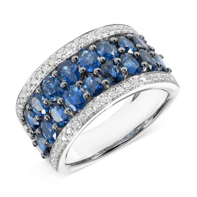 Original Natkina Blue Sapphire Wide Diamond Ring for Her (1 of 20)