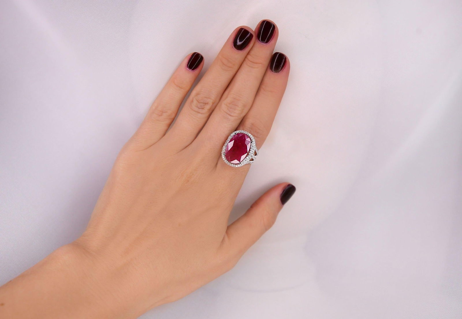 Fancy Impressive Natural Ruby Diamond White Gold Diamond Ring for Her - 9