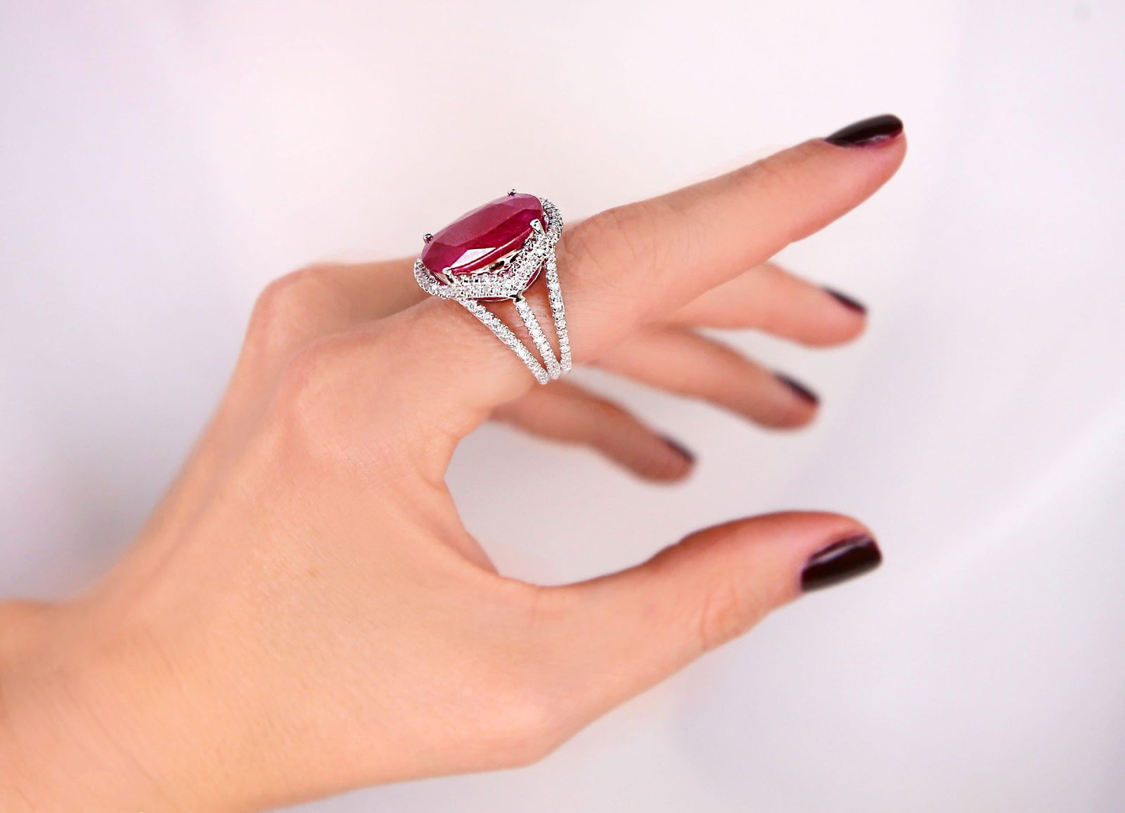 Fancy Impressive Natural Ruby Diamond White Gold Diamond Ring for Her - 3