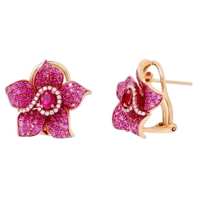 Chic Everyday Precious Ruby Pink Sapphire Diamond Rose Gold Earrings for Her (1 of 3)