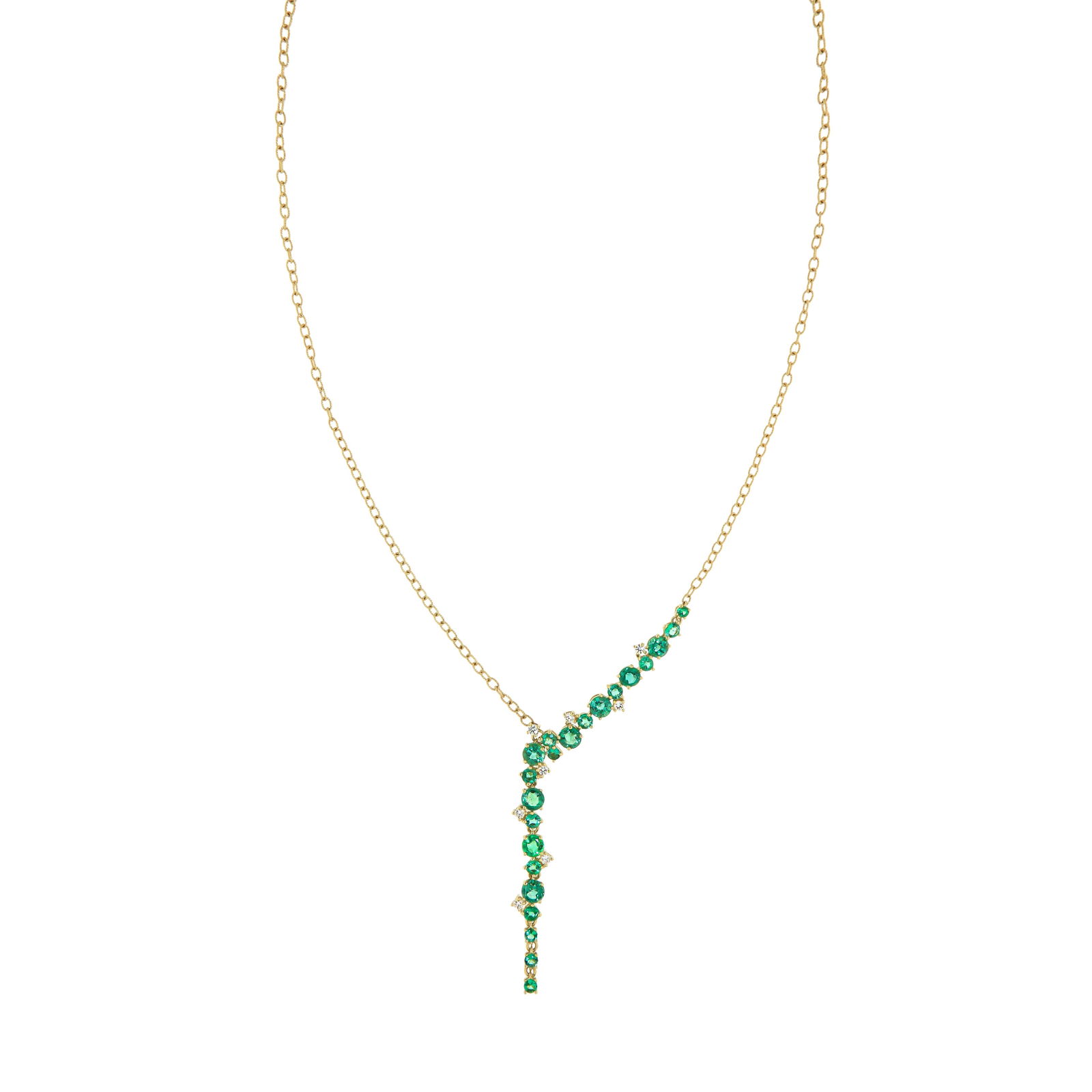 Fancy Natural Emerald 18k Diamonds Yellow Gold Necklace for Her: Title: Fancy Natural Emerald 18k Diamonds Yellow Gold Necklace for Her Description: Necklace Yellow Gold 18 K (Matching Ring and Earrings Available) Ring Yellow Gold Ruby Available Also Diamonds
