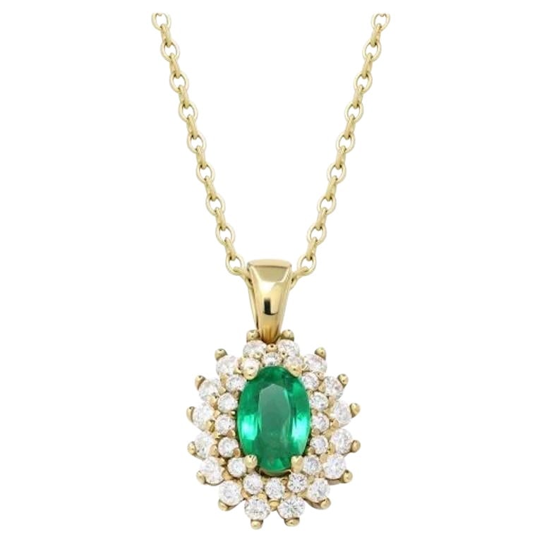 Impressive Emerald White Diamond Yellow Gold Investment Pendant (1 of 5)