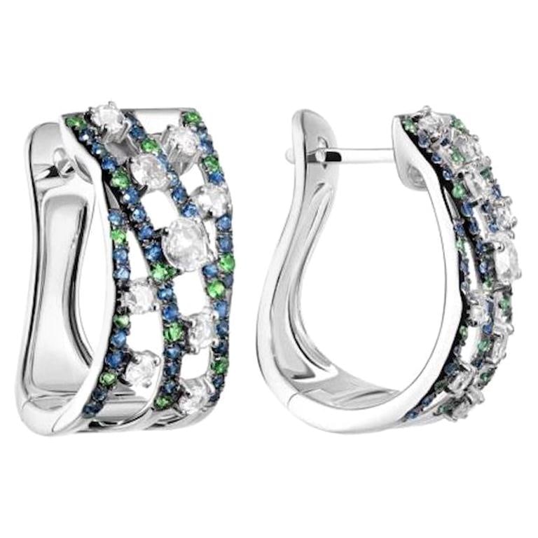 Creative Natkina Blue Sapphire Tsavorite Diamond Lever-Back Earrings for Her: Title: Creative Natkina Blue Sapphire Tsavorite Diamond Lever-Back Earrings for Her Description: Earrings White Gold 14 K (Matching Ring Available) Diamond 76-RND 57-0,47-4/6 Tsavorite Blue Sapphire W