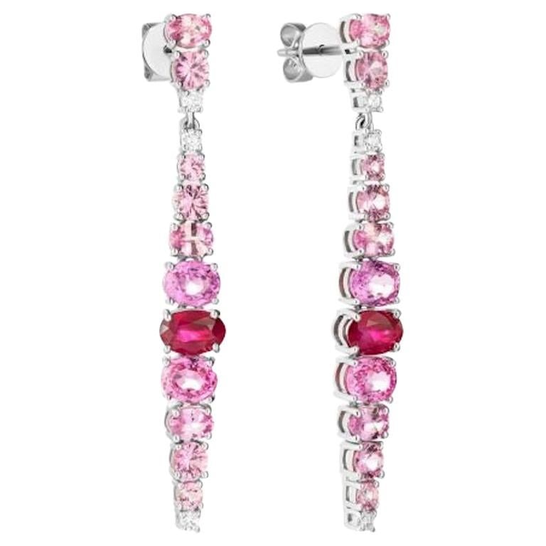 Creative Original Natkina Red Ruby Pink Sapphire Diamond Dangle Earrings for Her (1 of 5)