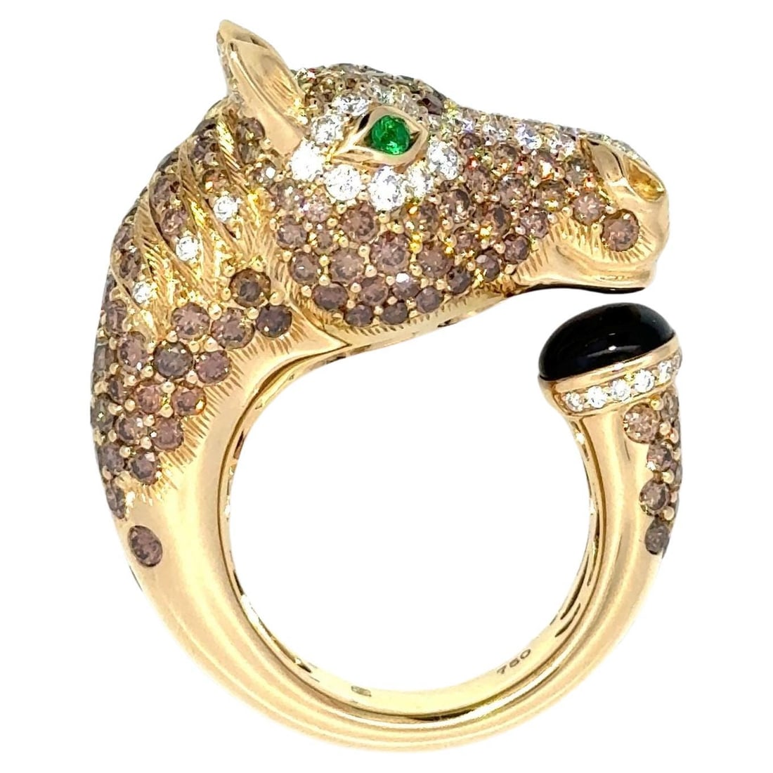 Exclusive Horse Diamond Emerald Yellow 18K Gold Exclusive Ring (1 of 5)