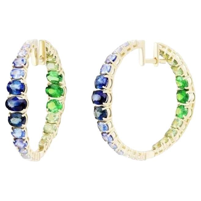 Every Day Tsavorite Blue Sapphire Ruby Yellow 14k Gold Hoop Earrings for Her: Title: Every Day Tsavorite Blue Sapphire Ruby Yellow 14k Gold Hoop Earrings for Her Description: Yellow Gold 14K Earrings Diamond 10-0,33 ct Blue Sapphire 6-2,77 ct Blue Sapphire 16-2,3 ct Tsavorite 2