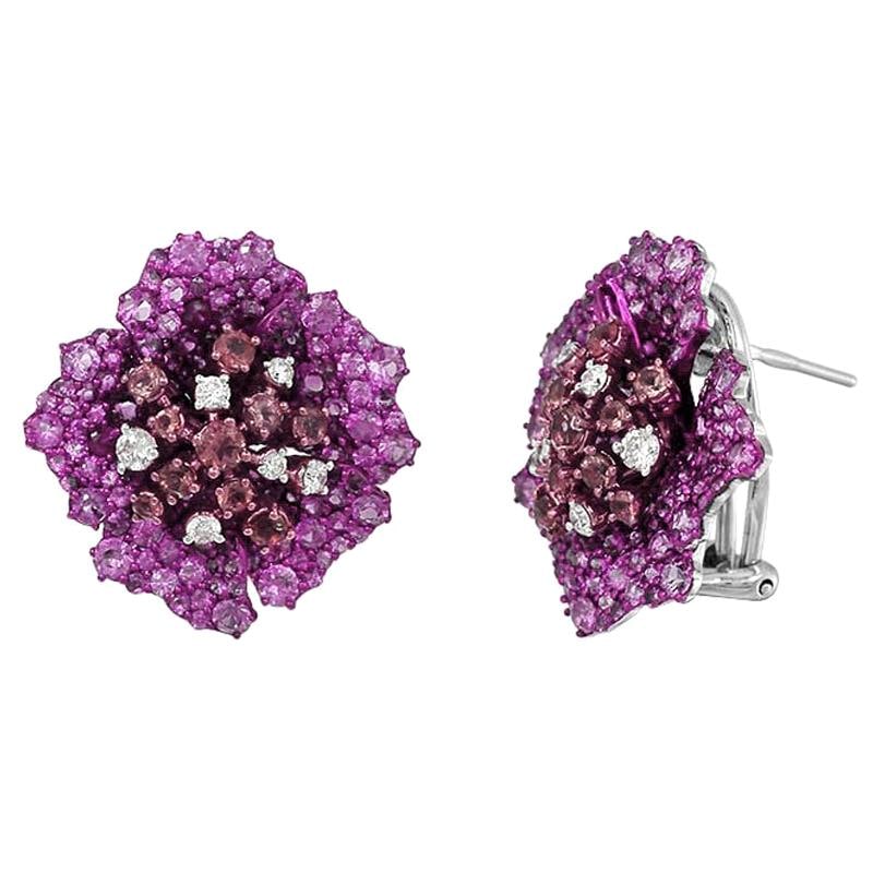 Ruby Diamond Pink Sapphire Precious White Gold Earrings: Title: Ruby Diamond Pink Sapphire Precious White Gold Earrings Description: Yellow Gold 14 K Ring (Matching Ring Available) Diamond 2-RND-0,12-F/VS2A Diamond 10-RND-0,2-F/VS2A Ruby 140-2ct Pink Sapphi