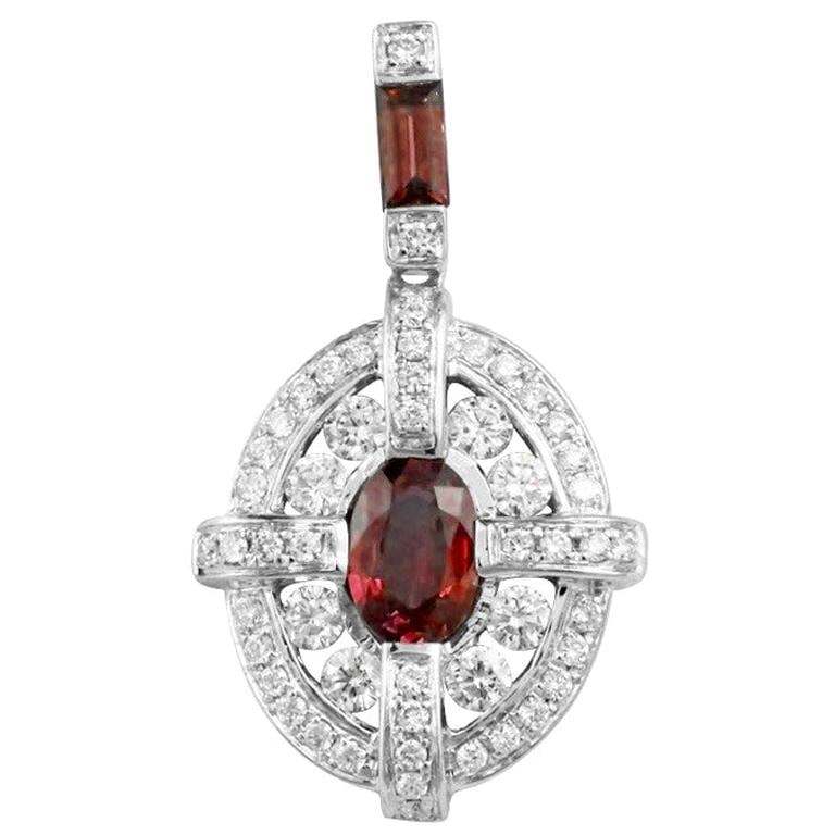 Classical Combination Ruby White Diamond White Gold Pendant - 5