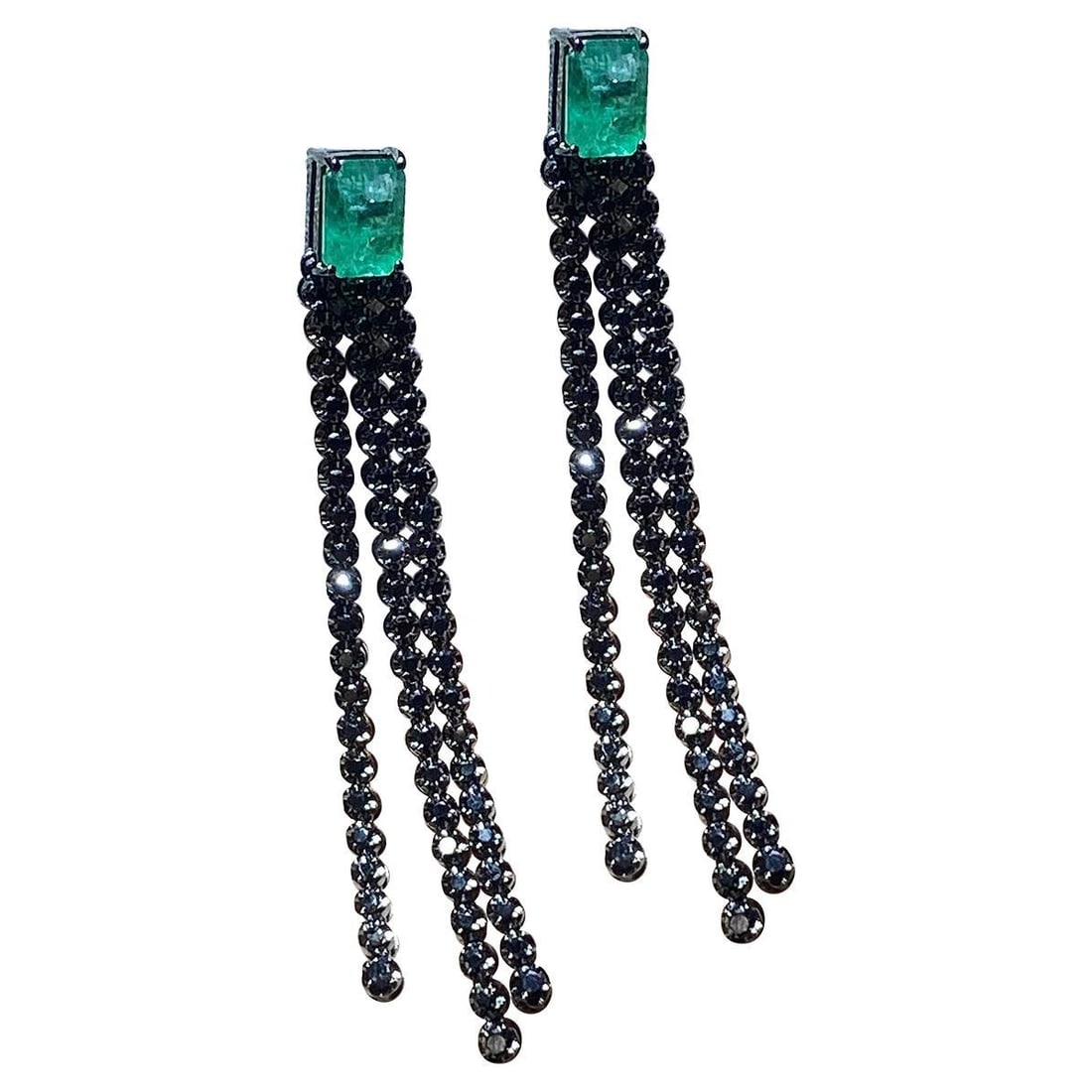 Precious Dangle Emerald Gold 18K Earrings for Her - 6