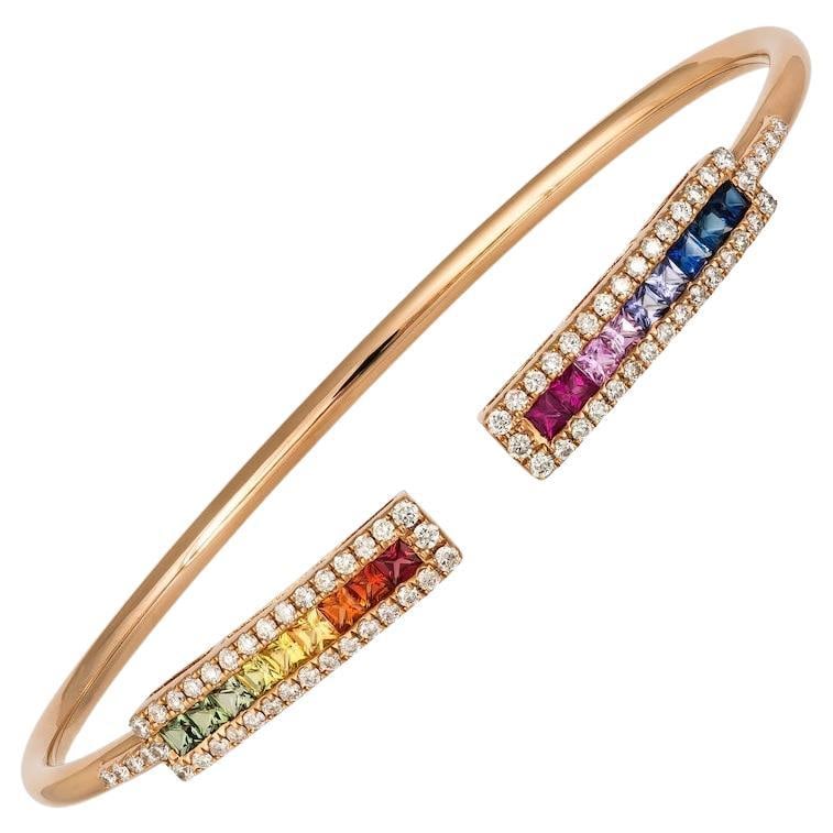 Magnificent Multi Sapphire Diamond Fine Jewellery Rose Gold Tennis Bracelet (1 of 5)