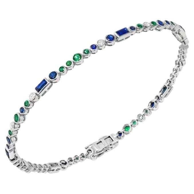 Magnificent Emerald Blue Sapphire Diamond White Gold Tennis Bracelet for Her (1 of 5)