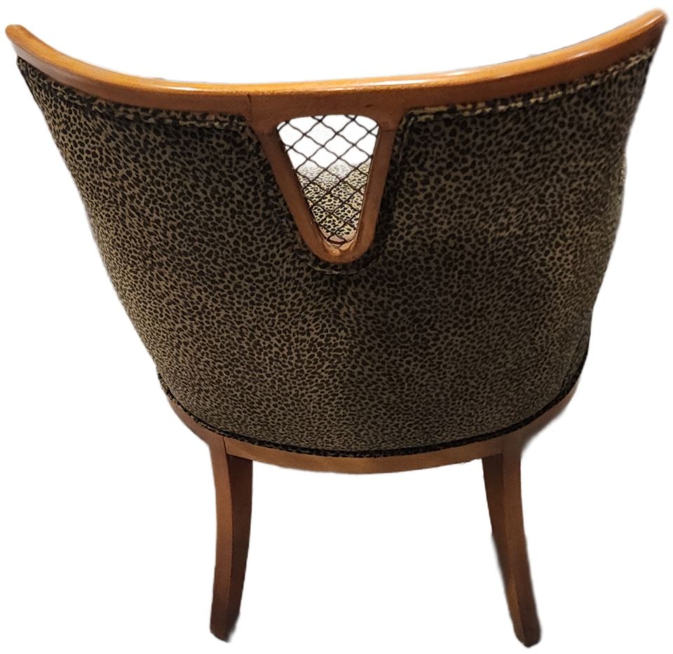 Vintage Leopard Pattern Designer Accent Side Chair w/ Elegant Metal Cutout - 4
