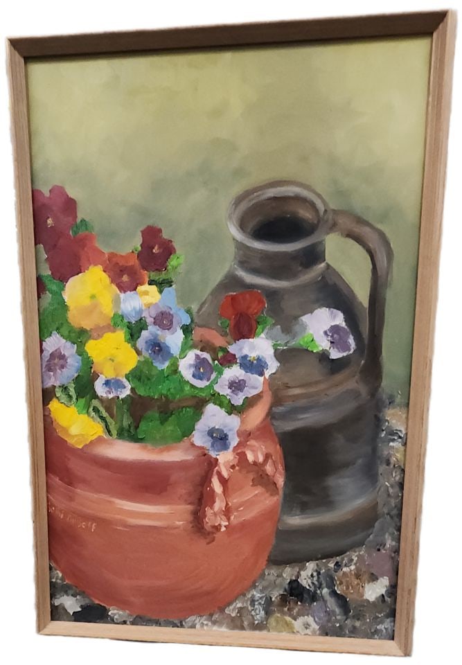 DuBoff, masterful mid-century floral still life oil painting w/ rich impasto texture. Signed: Title: DuBoff, masterful mid-century floral still life oil painting w/ rich impasto texture. Signed Description: DuBoff, masterful mid-century floral still life oil painting w/ rich impasto texture. S