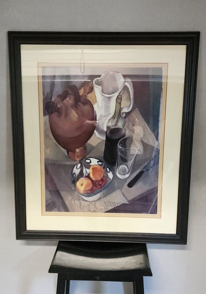 Diego Rivera high-end print of iconic 1913 cubist still life housed in a deluxe double matted frame. (1 of 2)
