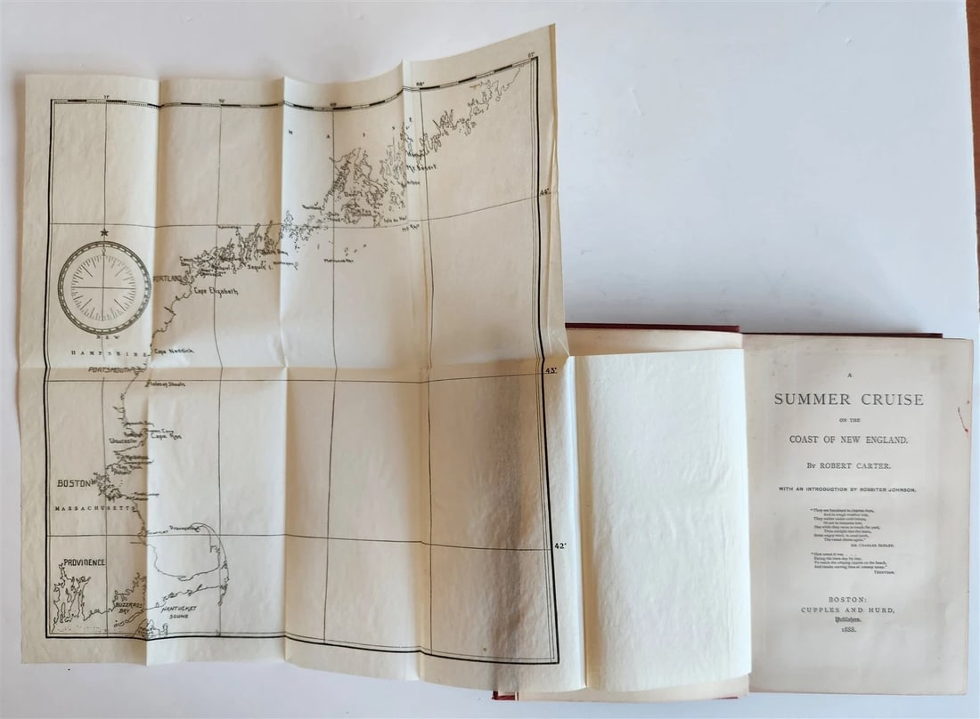 1888 SUMMER CRUISE on COAST OF NEW ENGLAND ILLUSTRATED w/ MAP antique AMERICANA: Title: 1888 SUMMER CRUISE on COAST OF NEW ENGLAND ILLUSTRATED w/ MAP antique AMERICANA Description: (CARTER'S COAST OF NEW ENGLAND) A SUMMER CRUISE on the COAST OF NEW ENGLAND by Robert Carter Boston;