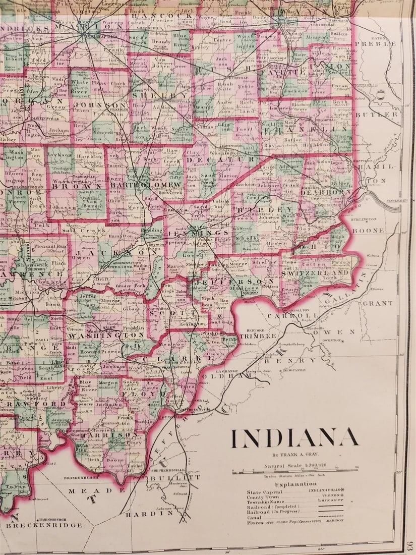 1870s LOT of 4 antique MAPS AMERICANA Indiana Minnesota New York Massachusets - 5