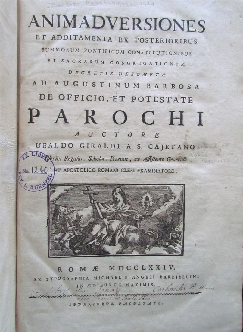 1774 VELLUM BOUND ANTIQUE FOLIO by UBALDO GIRALDI CANON LAW: Title: 1774 VELLUM BOUND ANTIQUE FOLIO by UBALDO GIRALDI CANON LAW Description: Animadversiones et additamenta ex posterioribus summorum pontificum constitutionibus et sacrarum congregationum decretis