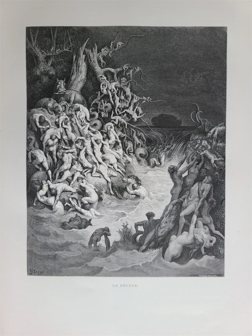 1874 BIBLE GUSTAVE DORE LLUSTRATED 2 VOLUMES MASSIVE FOLIO antique 230 plates - 10