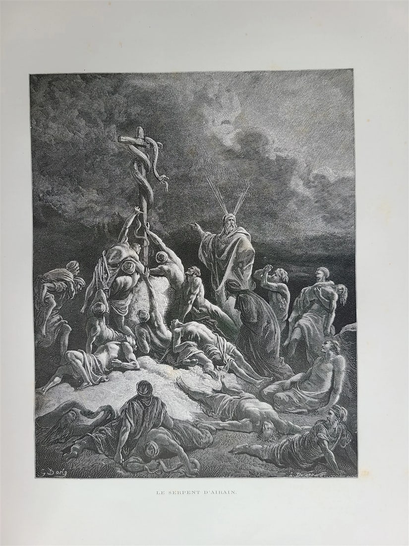 1874 BIBLE GUSTAVE DORE LLUSTRATED 2 VOLUMES MASSIVE FOLIO antique 230 plates - 11