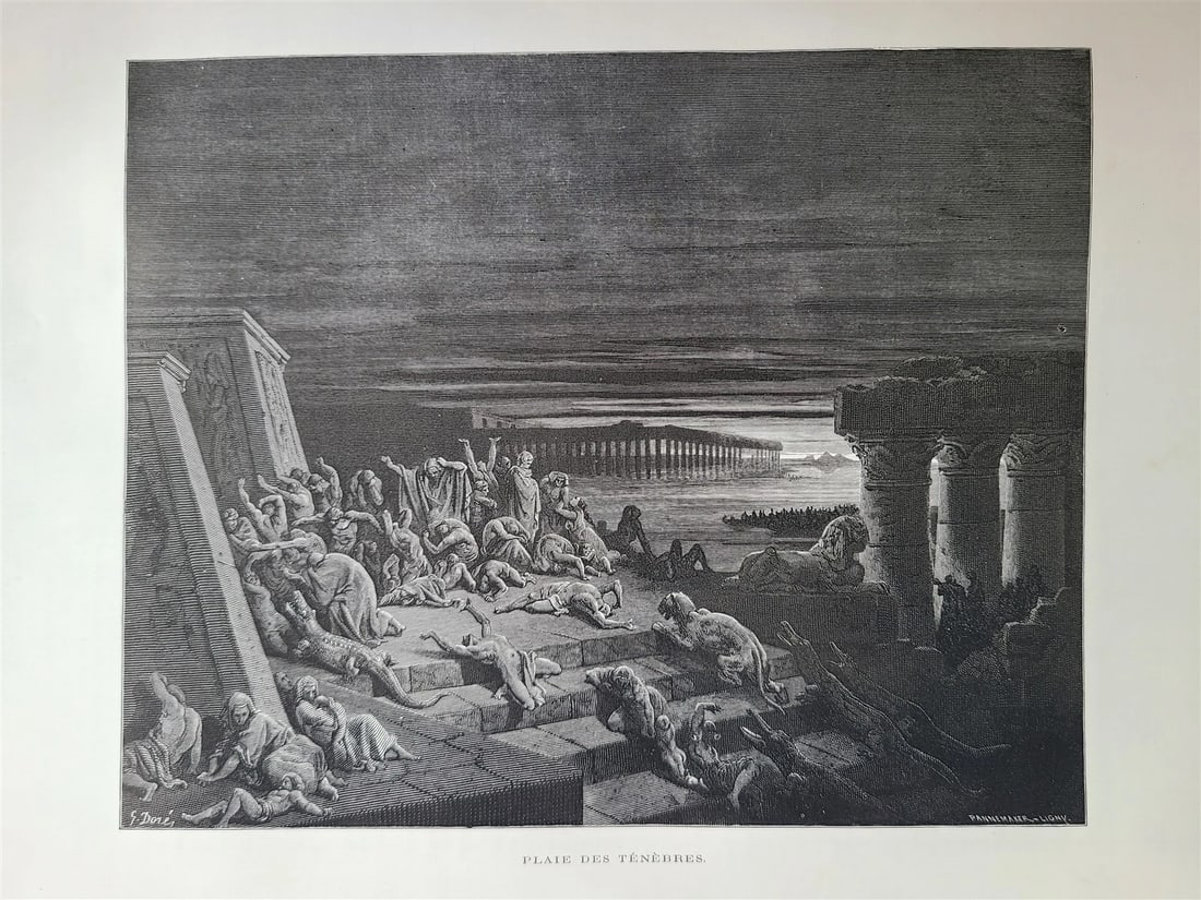 1874 BIBLE GUSTAVE DORE LLUSTRATED 2 VOLUMES MASSIVE FOLIO antique 230 plates - 12