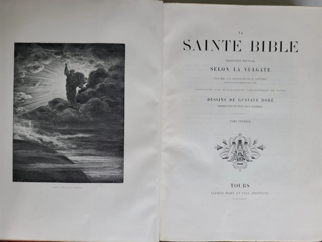 1874 BIBLE GUSTAVE DORE LLUSTRATED 2 VOLUMES MASSIVE FOLIO antique 230 plates - 2