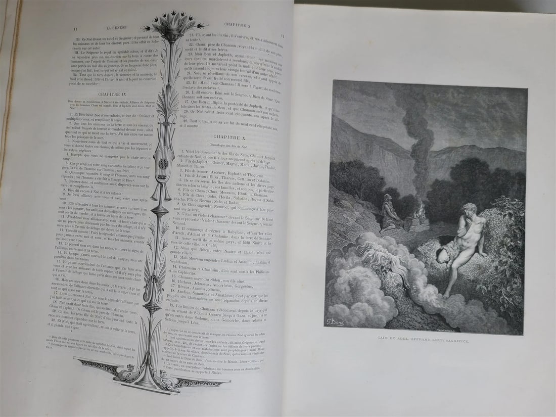1874 BIBLE GUSTAVE DORE LLUSTRATED 2 VOLUMES MASSIVE FOLIO antique 230 plates - 6