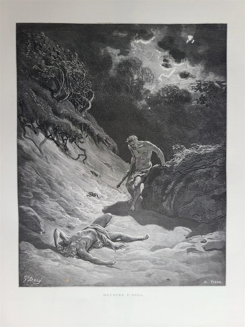 1874 BIBLE GUSTAVE DORE LLUSTRATED 2 VOLUMES MASSIVE FOLIO antique 230 plates - 7