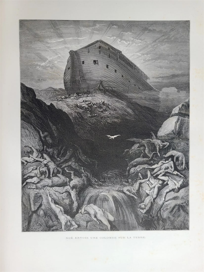 1874 BIBLE GUSTAVE DORE LLUSTRATED 2 VOLUMES MASSIVE FOLIO antique 230 plates - 8