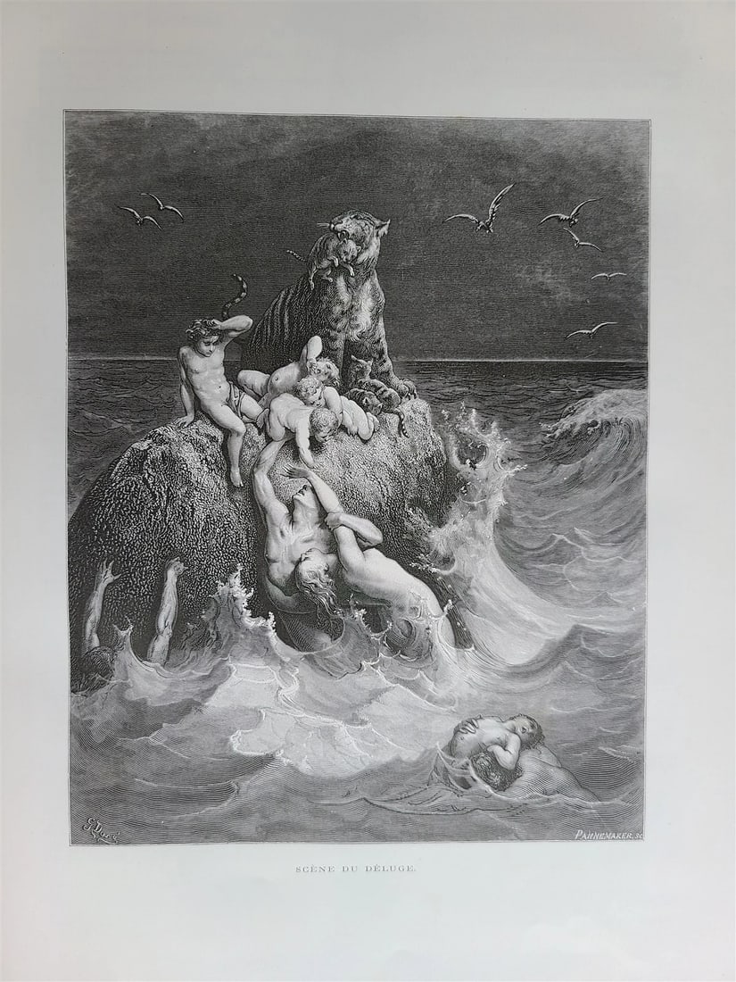 1874 BIBLE GUSTAVE DORE LLUSTRATED 2 VOLUMES MASSIVE FOLIO antique 230 plates - 9