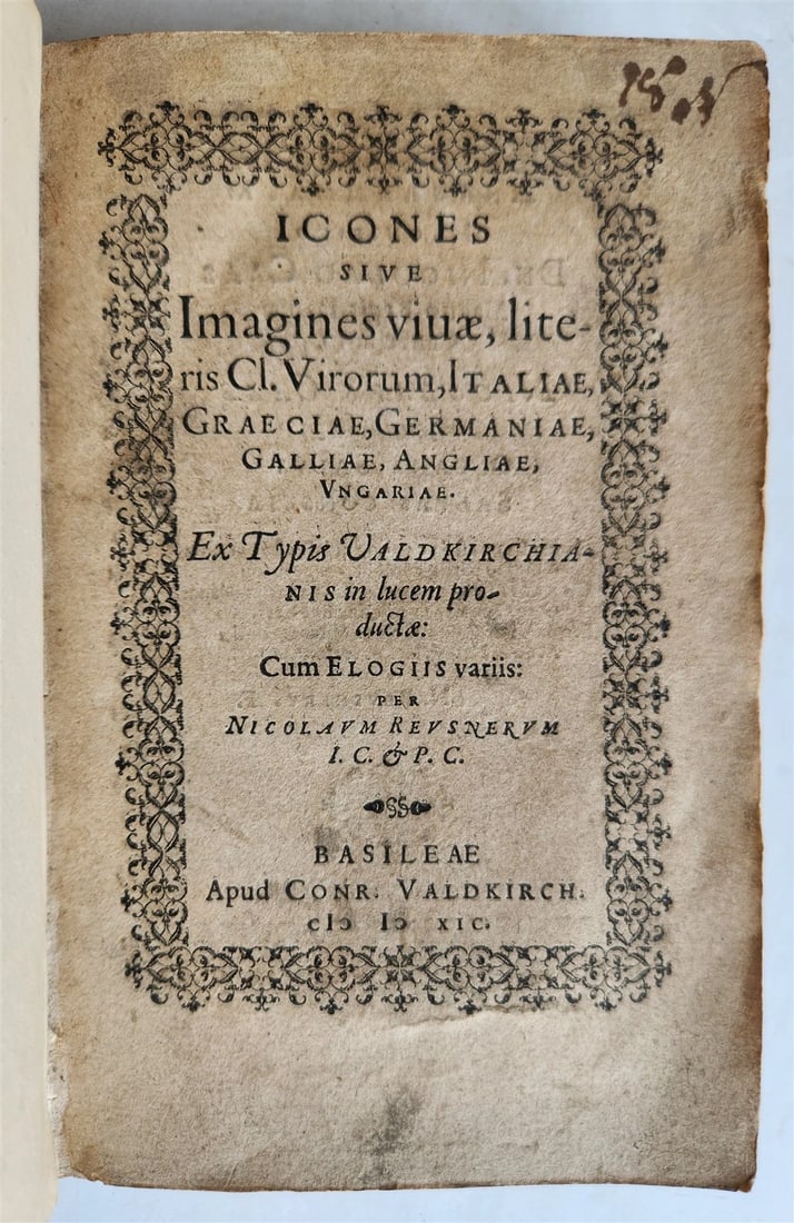 1589 PORTAITS of NOTABLE MEN ILLUSTRATED by Tobias Stimmer antique Icones sive.. - 2