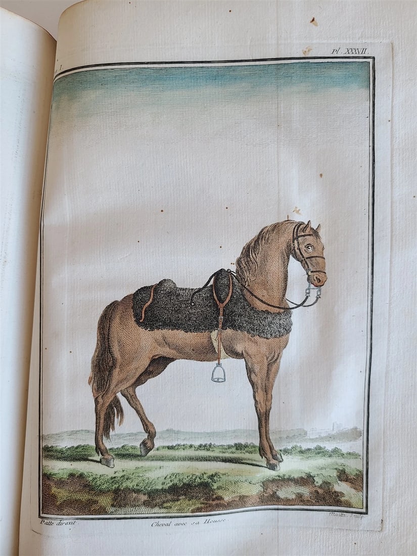 1757 MILITARY SCIENCE FULLY ILLUSTRATED 2 VOLUMES antique - 12