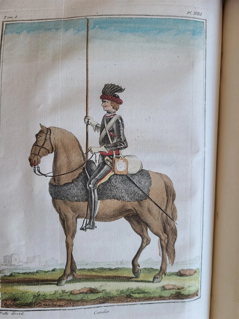 1757 MILITARY SCIENCE FULLY ILLUSTRATED 2 VOLUMES antique - 15