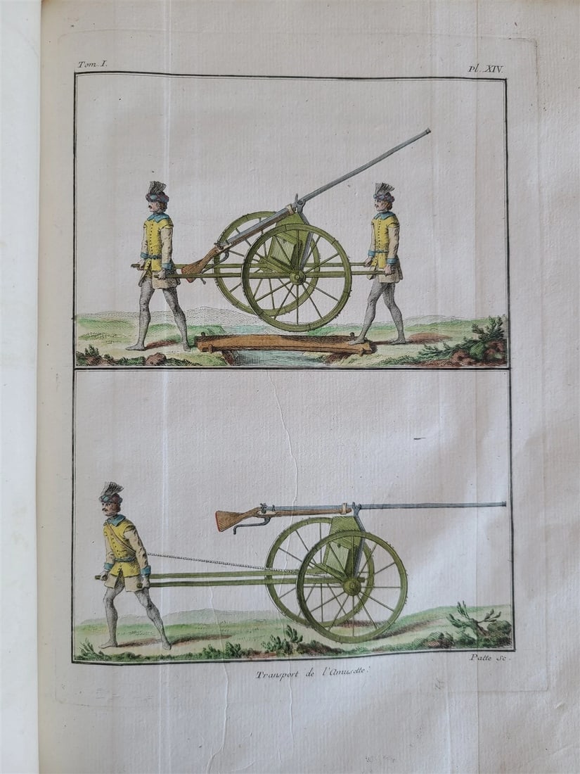 1757 MILITARY SCIENCE FULLY ILLUSTRATED 2 VOLUMES antique - 4