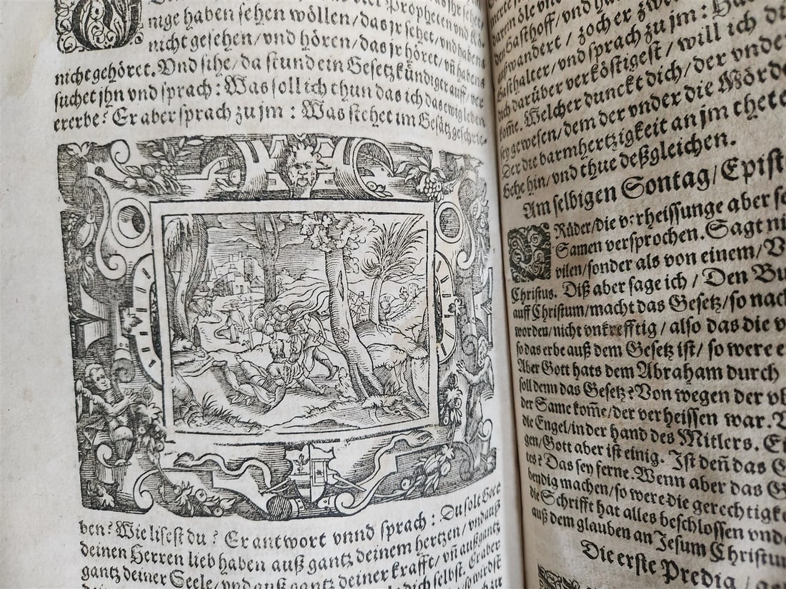 1569 SERMONS by WILD ILLUSTRATED PIGSKIN FOLIO antique BANNED by CHURCH - 10