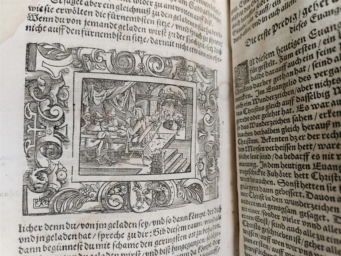 1569 SERMONS by WILD ILLUSTRATED PIGSKIN FOLIO antique BANNED by CHURCH - 13