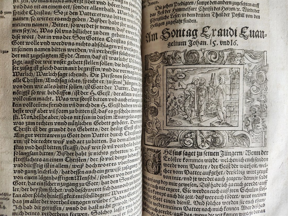 1569 SERMONS by WILD ILLUSTRATED PIGSKIN FOLIO antique BANNED by CHURCH - 4