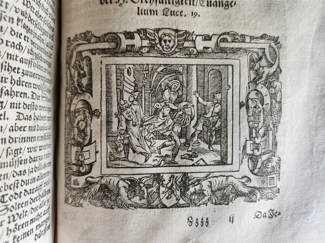 1569 SERMONS by WILD ILLUSTRATED PIGSKIN FOLIO antique BANNED by CHURCH - 6