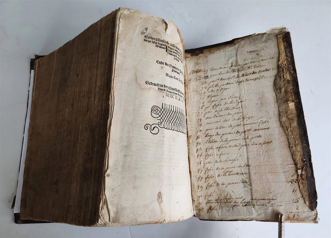 1569 SERMONS by WILD ILLUSTRATED PIGSKIN FOLIO antique BANNED by CHURCH - 7