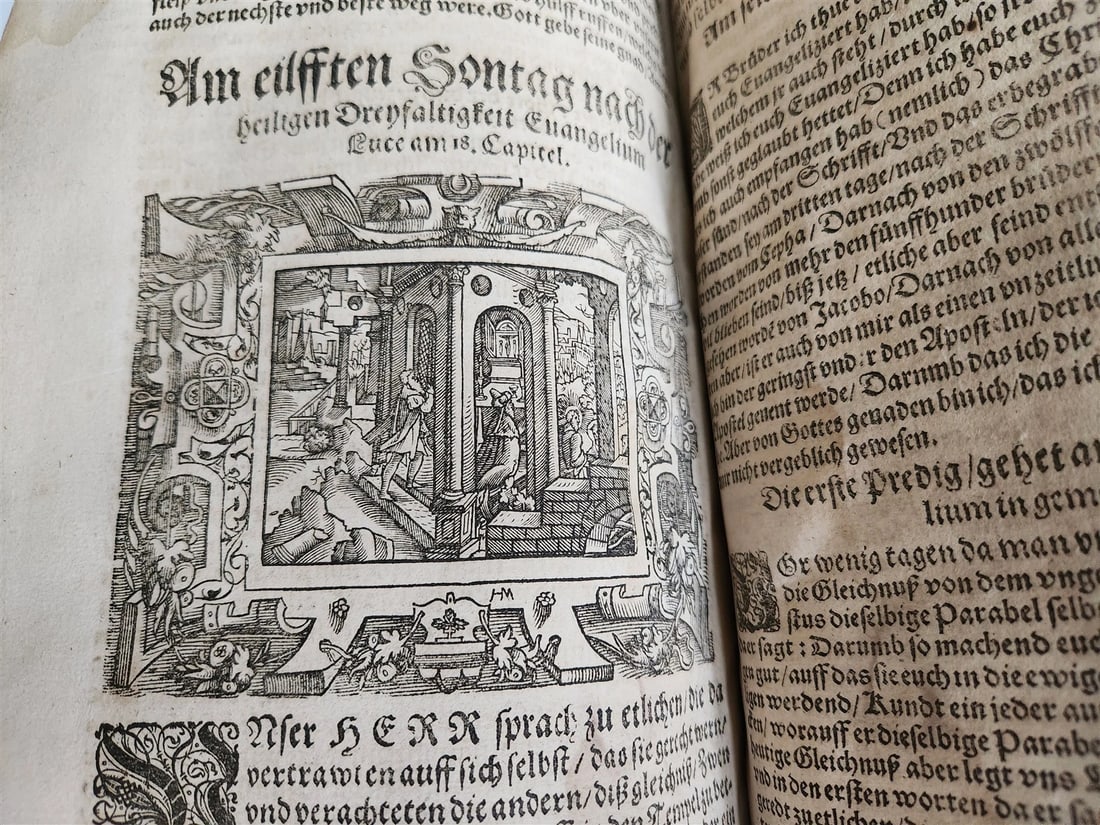 1569 SERMONS by WILD ILLUSTRATED PIGSKIN FOLIO antique BANNED by CHURCH - 8
