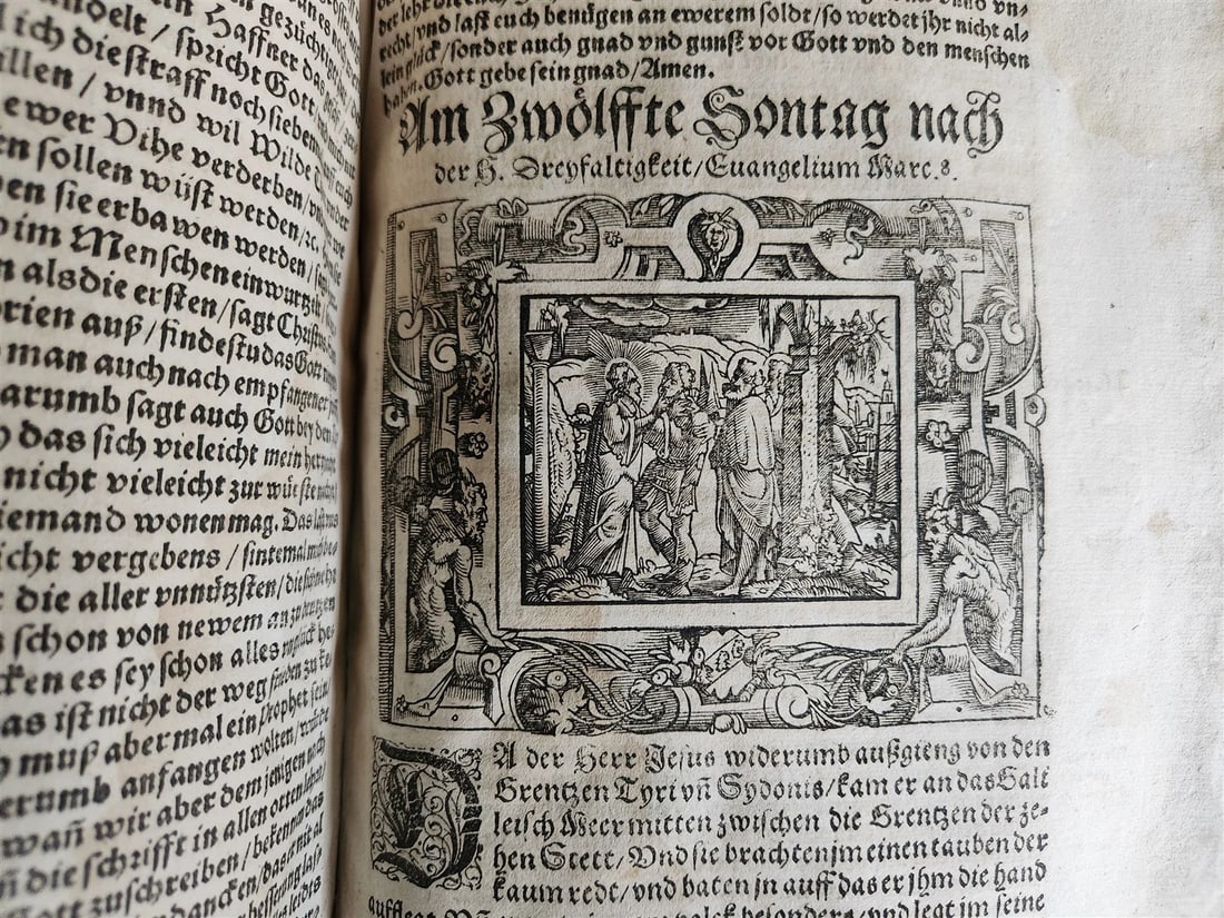 1569 SERMONS by WILD ILLUSTRATED PIGSKIN FOLIO antique BANNED by CHURCH - 9