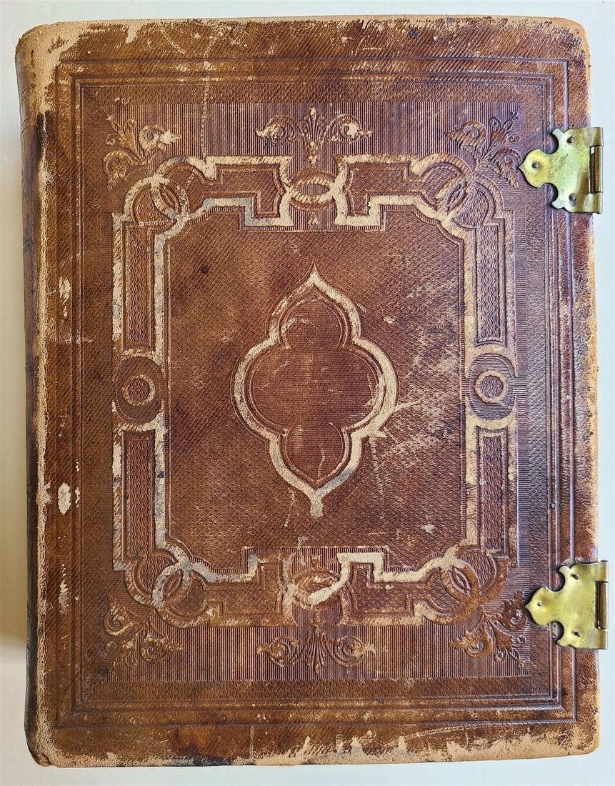 1870 BIBLE in GERMAN ILLUSTRATED Philadelphia AMERICANA antique w/ CLASPS (1 of 15)